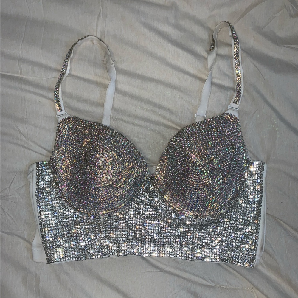 Windsor Silver Sequin Push-Up Bra